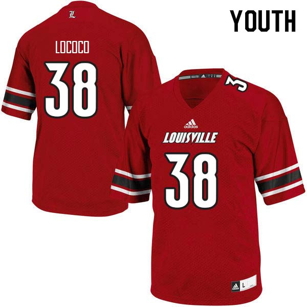 Youth Louisville Cardinals #38 Vince Lococo College Football Jerseys Sale-Red - Click Image to Close